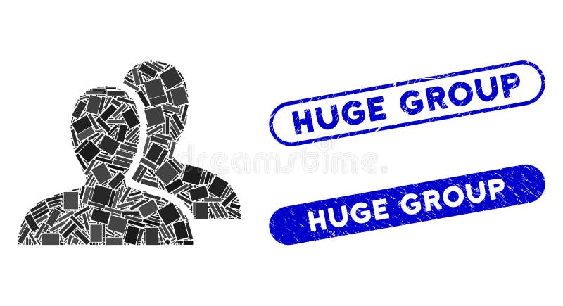 Rectangle Collage Clients with Distress Huge Group Seals royalty free illustration