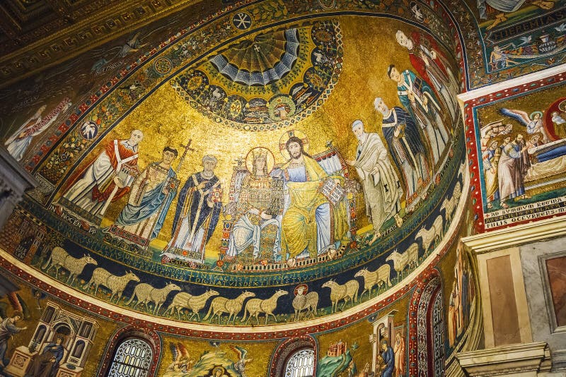 Mosaic detail of the apse of the church of Santa Maria in Trastevere in Rome