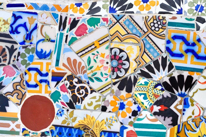 Colorful Mosaic in Guell Park, Barcelona Stock Image - Image of ...