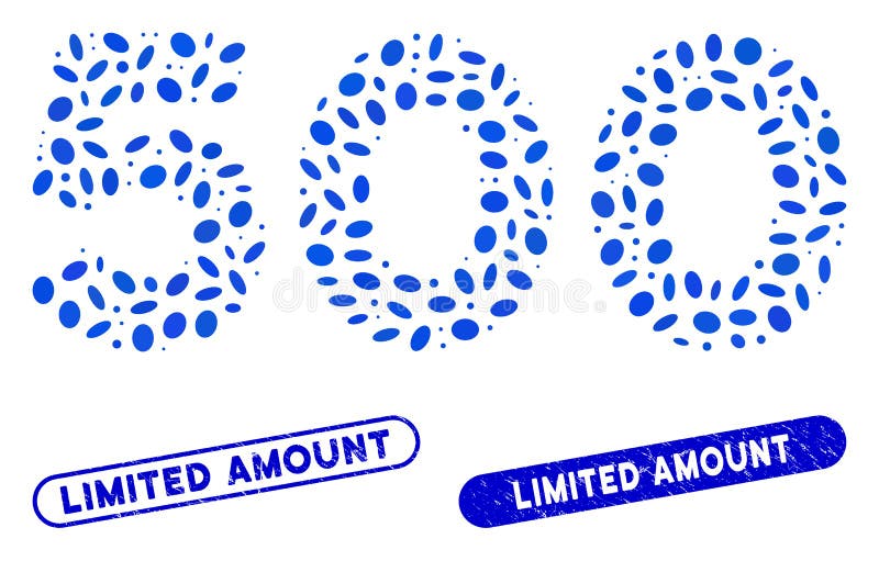 Ellipse Collage 500 Digits Text with Grunge Limited Amount Stamps stock illustration