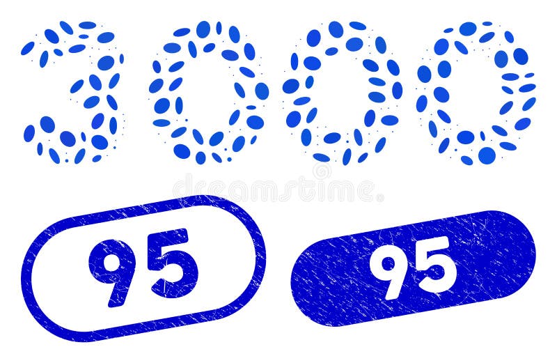 Ellipse Collage 3000 Digits Text with Grunge 95 Stamps royalty free illustration