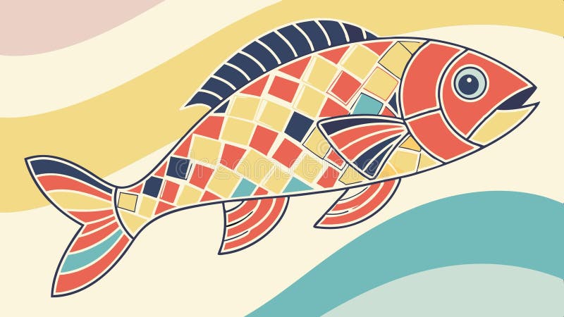 Mosaic fish design, colorful and artistic pattern vector design Generative AI royalty free illustration