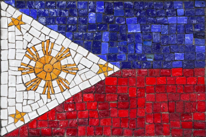 Viejo mosaico bandera de las Filipinas de cerca.