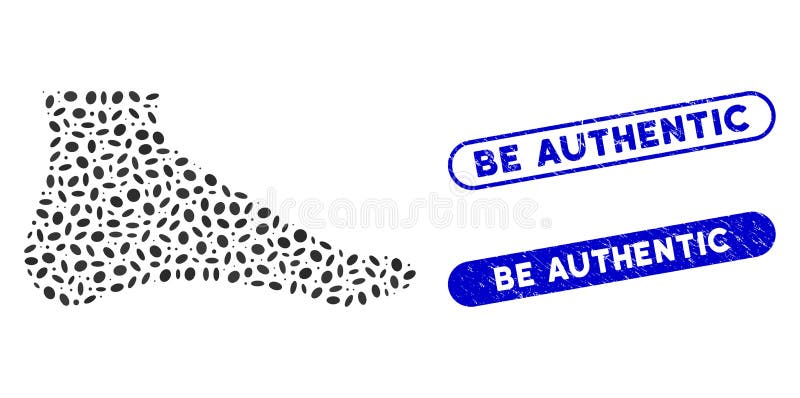 Elliptic Mosaic Foot with Scratched Be Authentic Watermarks vector illustration
