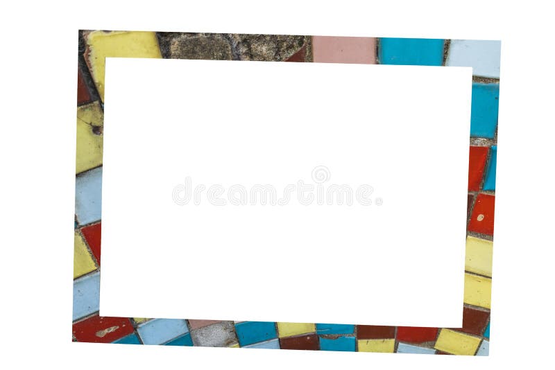 Mosaic Frame Isolated Glass Stones Copy Space Texture Background Stock