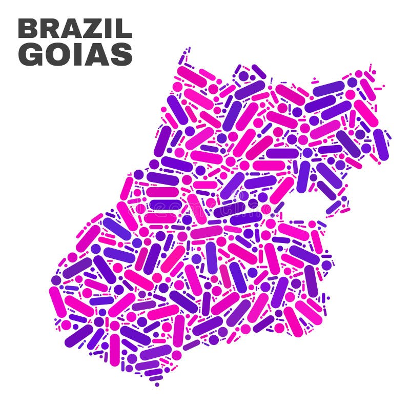 Mosaic Goias State Map of Dots and Lines stock illustration