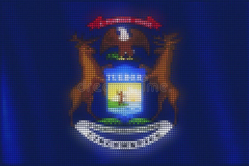 Mosaic heart tiles painting of Michigan flag royalty free illustration Mosaic heart tiles painting of Michigan flag royalty free illustration