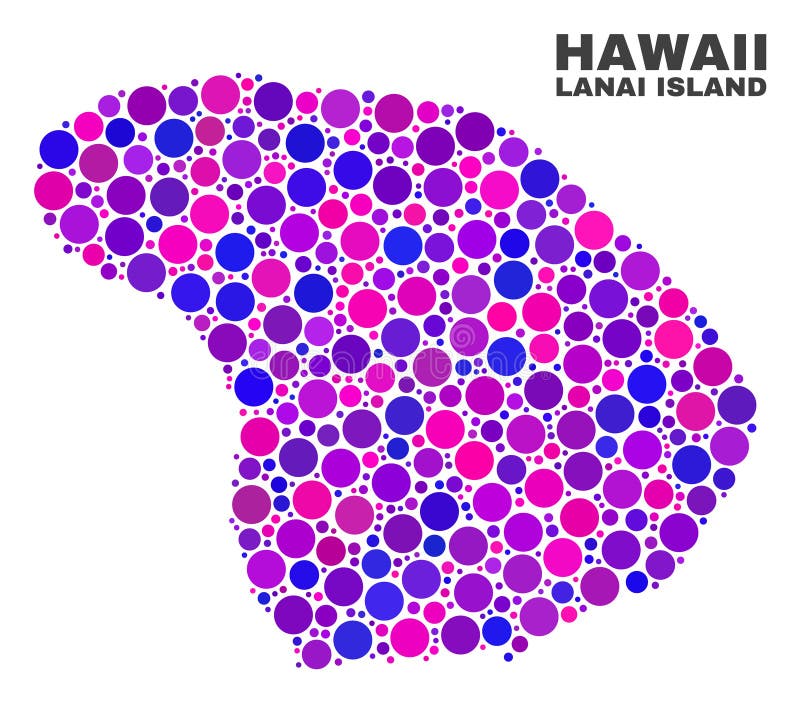 Lanai Island Map Population People and Scratched Seal Stock Vector