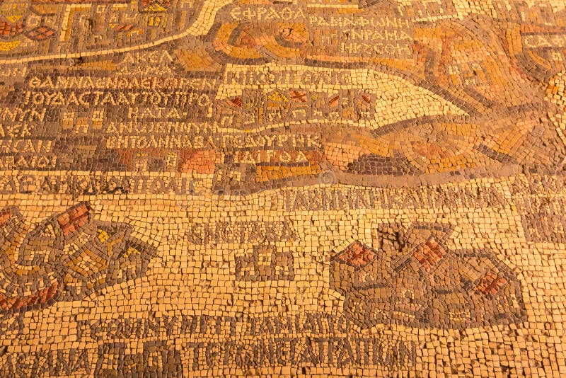 Mosaic Map of the Holy Land in Madaba, Jordan Editorial Photography