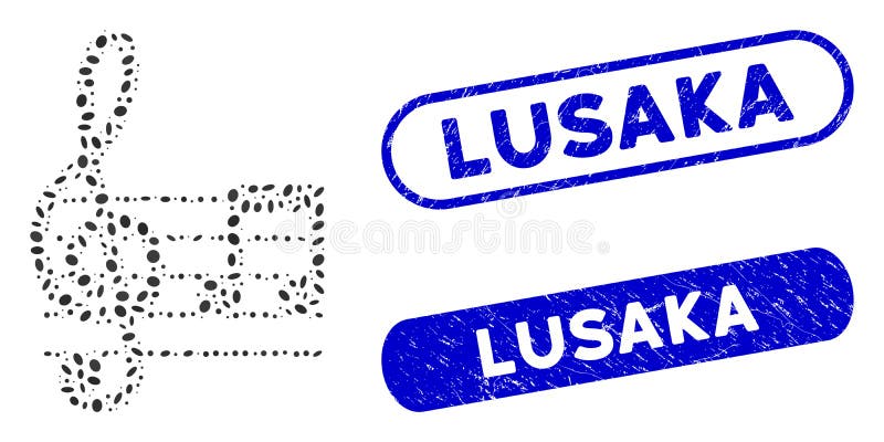 Elliptic Mosaic Musical Notation with Textured Lusaka Seals stock illustration