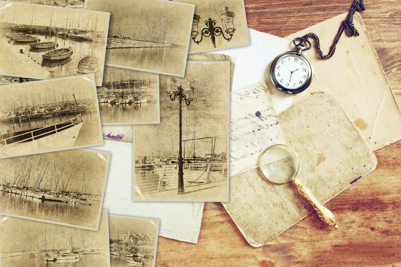 Mosaic with old pictures of very Marina with yachts. collage with retro effect and old style photo. Nautical concept royalty free stock images Mosaic with old pictures of very Marina with yachts. collage with retro effect and old style photo. Nautical concept royalty free stock images