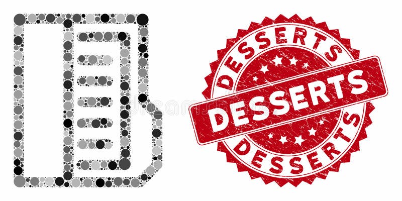 Collage Open File with Scratched Desserts Seal royalty free illustration