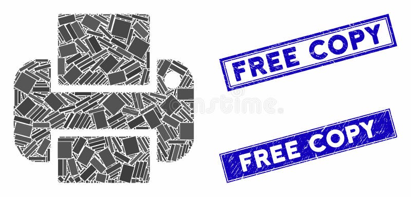 Printer Mosaic and Distress Rectangle Free Copy Stamp Seals Stock