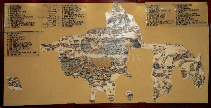 Mosaic replica of antique Madaba map of Holy Land, Jordan