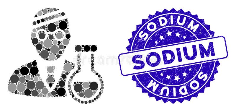 Mosaic Sick Chemist Icon with Grunge Sodium Stamp royalty free illustration
