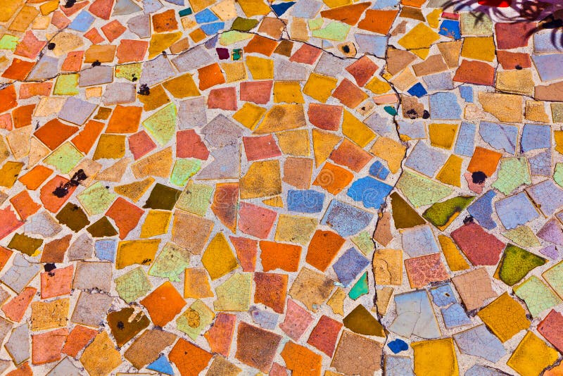 Mosaic with tiles gives a colorful pattern