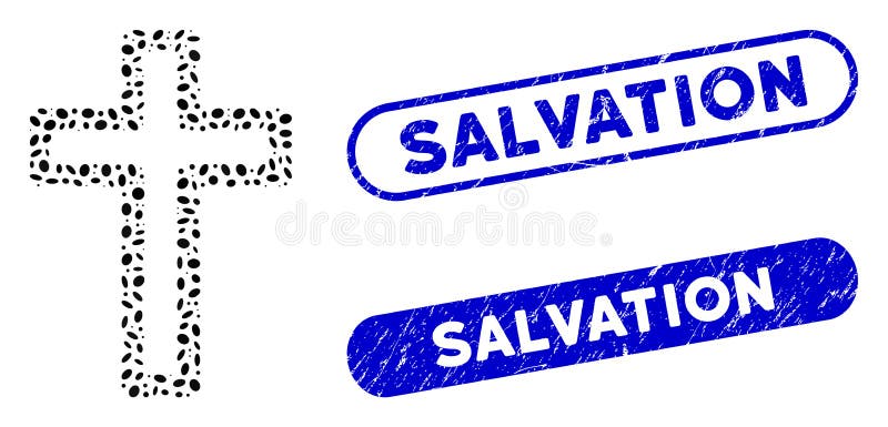 Elliptic Mosaic Tomb Cross with Grunge Salvation Stamps royalty free illustration