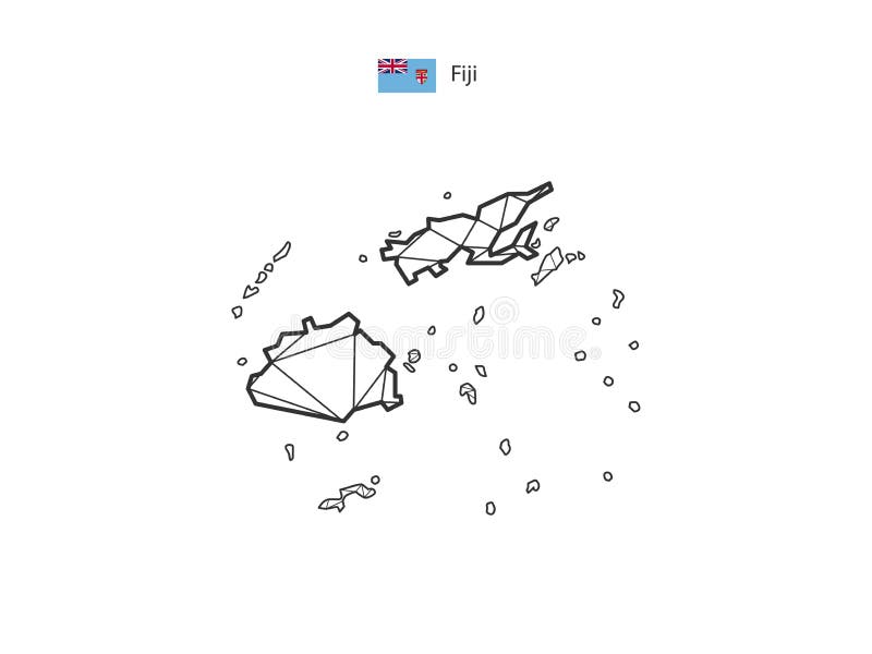 Mosaic triangles map style of Fiji isolated on a white background. vector illustration
