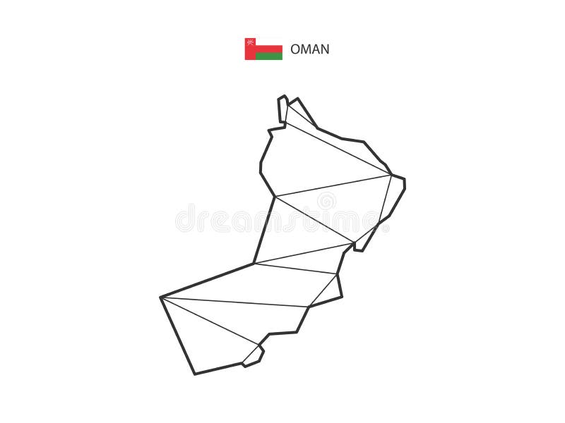 Mosaic triangles map style of Oman isolated on a white background. vector illustration