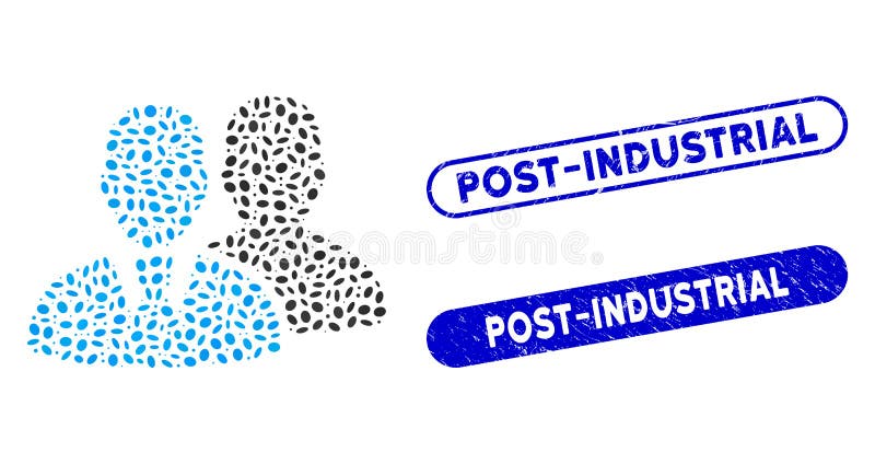 Elliptic Mosaic Users with Textured Post-Industrial Stamps royalty free illustration