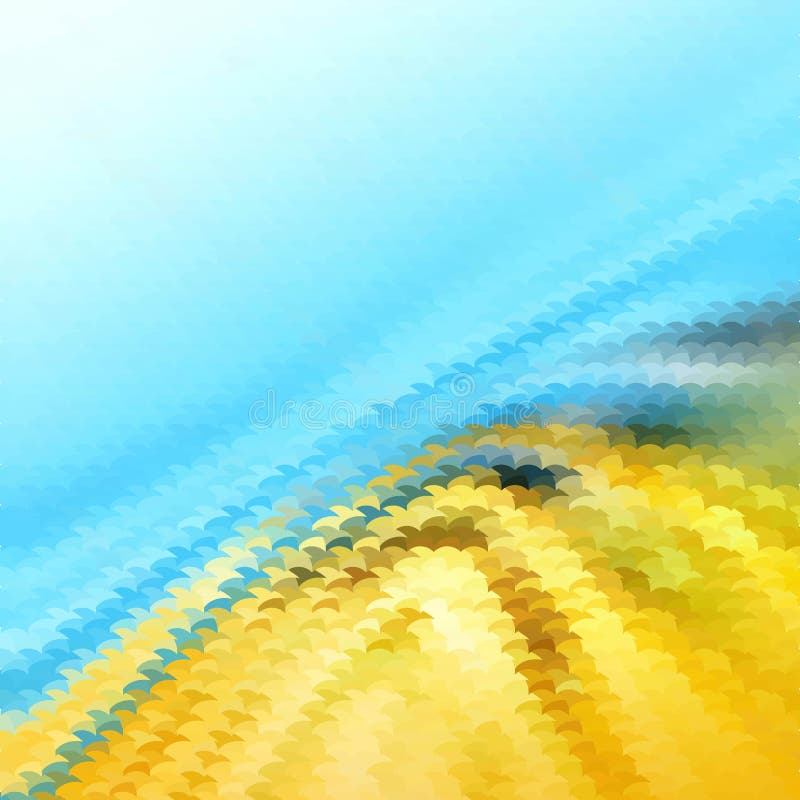 Mosaico azul e amarelo do sumário do inclinação, baixo estilo poli geométrico, projeto da ilustração do vetor ilustração stock Mosaico azul e amarelo do sumário do inclinação, baixo estilo poli geométrico, projeto da ilustração do vetor ilustração stock