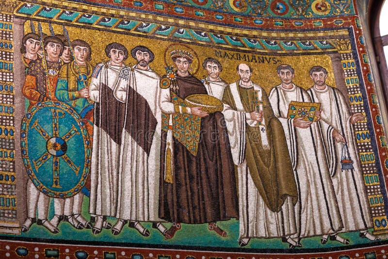 Mosaico bizantino famoso de San Vitale en Ravena