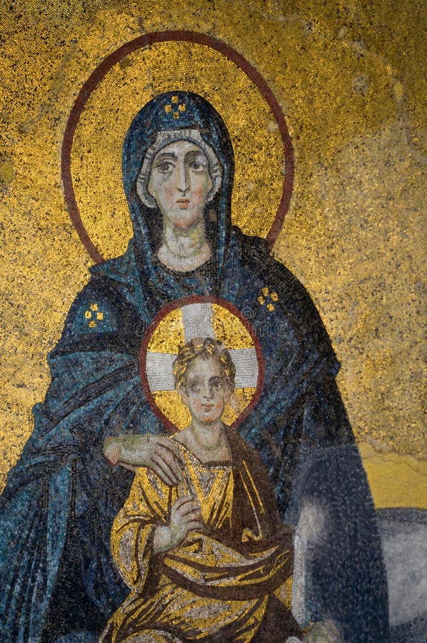 Mosaico da mãe e da criança do Virgin fotografia de stock royalty free Mosaico da mãe e da criança do Virgin fotografia de stock royalty free