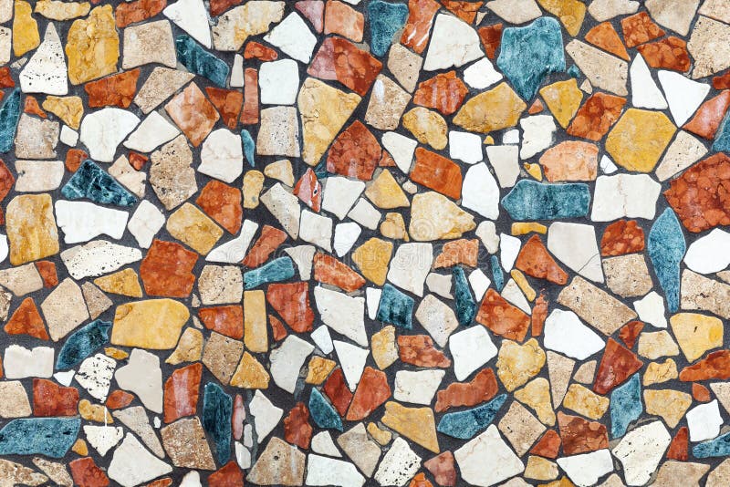 Mosaico de piedra colorido con el modelo caótico, inconsútil