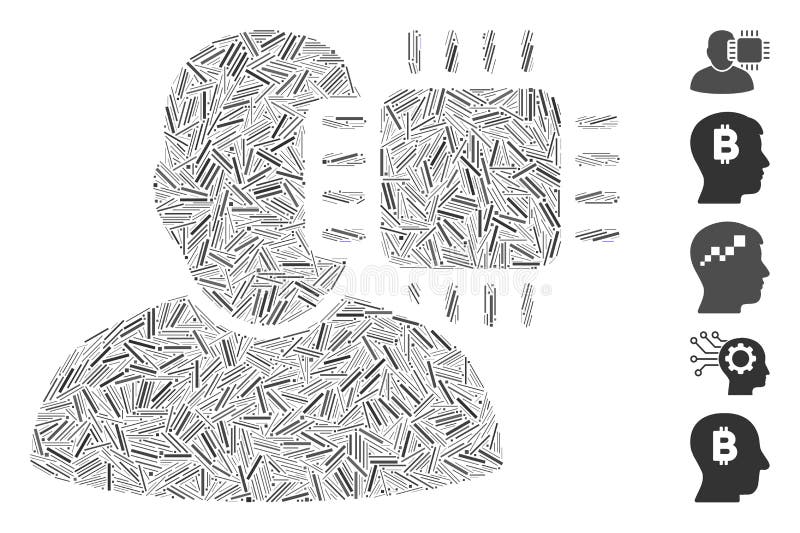 Mosaico dell'icona dell'interfaccia neuro di tratteggio illustrazione di stock