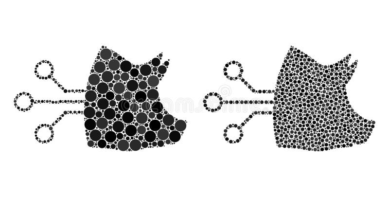 Mosaico dell'interfaccia del cervello del maiale sferico illustrazione vettoriale
