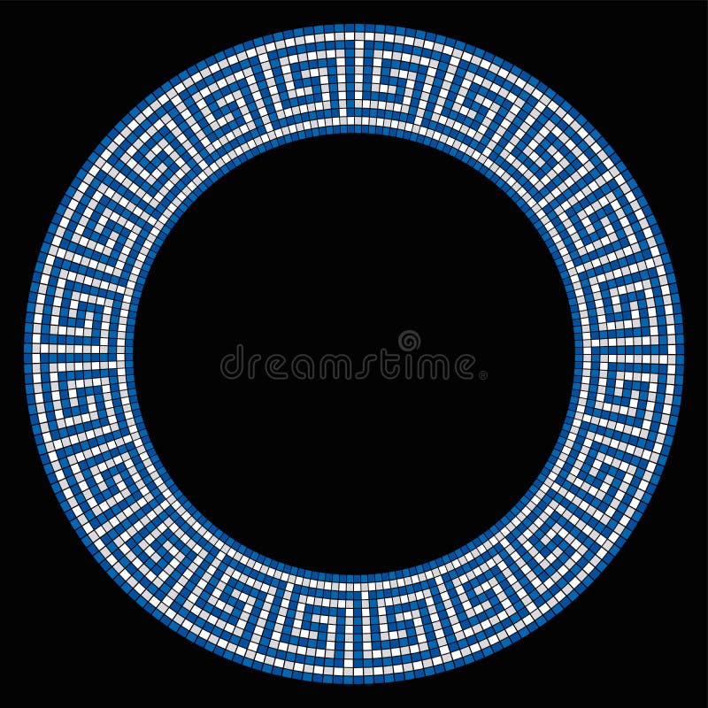 Mosaico di sagoma del cerchio, inquadrato in blu e bianco