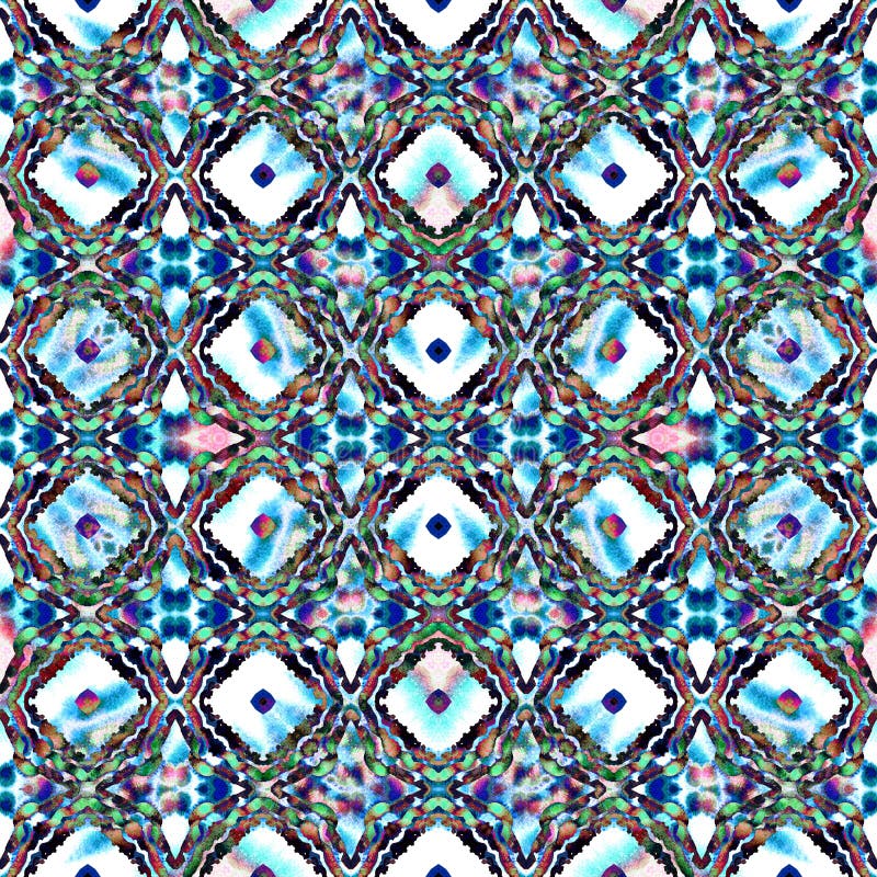 Mosaico di superficie etnico. Ciano tappeto blu carmine illustrazione vettoriale