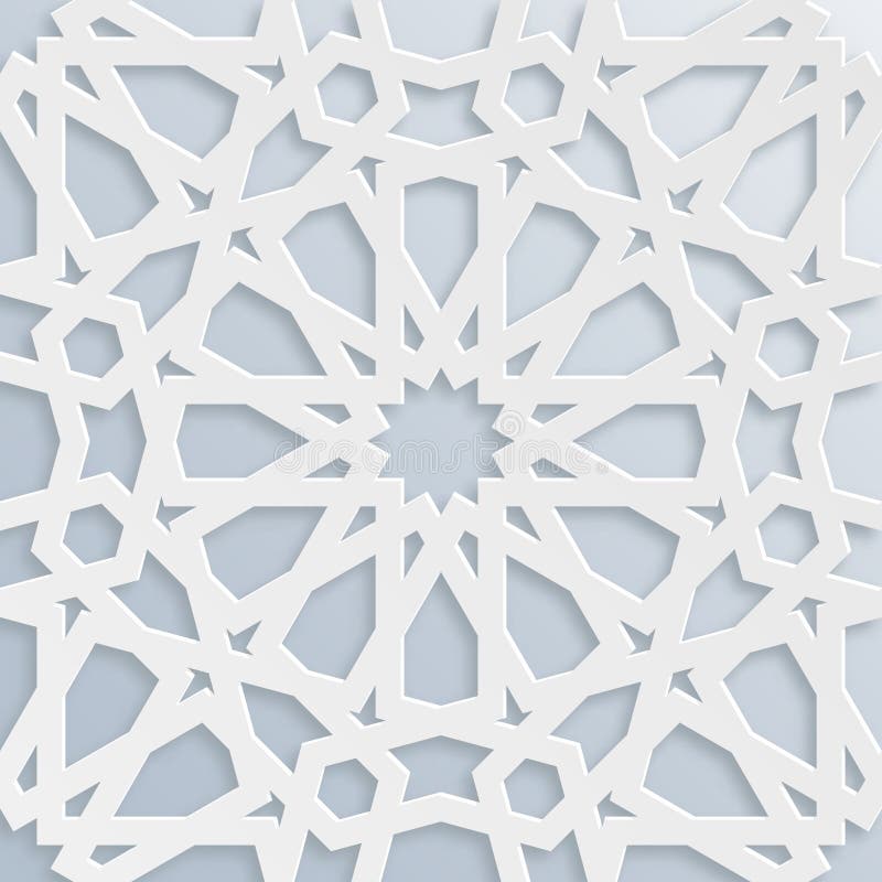 Mosaico musulmán del vector, adorno persa Elemento de la decoración de la mezquita Modelo geométrico islámico Ornamento blanco el ilustración del vector