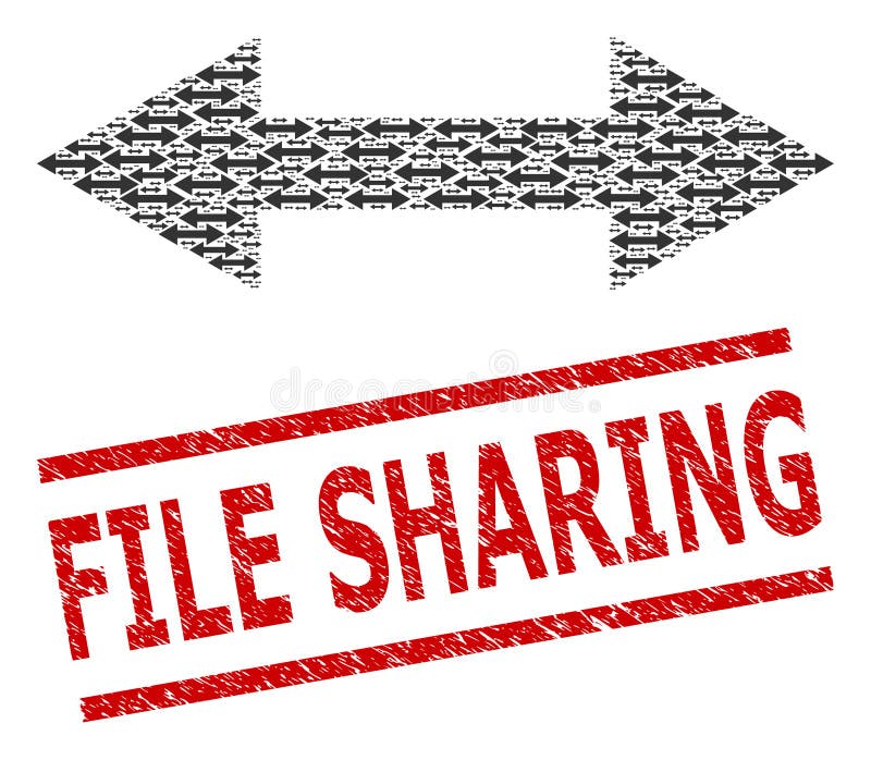 Mosaico ricorsivo di capovolgimento orizzontale di elementi di capovolgimento orizzontale e di timbro di condivisione file di bloc. Combinazione ricorsiva di capovolgimento orizzontale e condivisione file non pulita. Il mosaico vettoriale è organizzato in parti di capovolgimento orizzontale ricorsive. sigillo a timbro: titolo di condivisione file tra righe parallele.