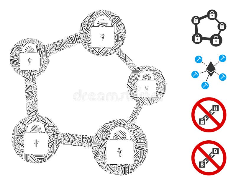 Mosaico vectorial del icono de la red de bloqueo de hatch stock de ilustración