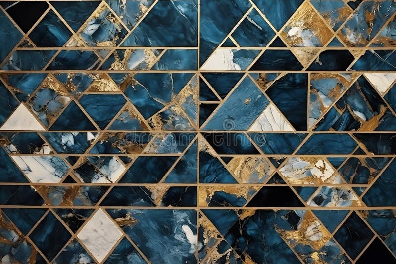 Mosaikfliesen aus blauem Gold. Neuronale Netzai generiert lizenzfreie abbildung