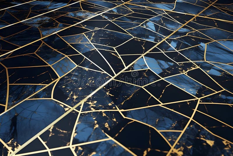 Mosaikfliesen aus blauem Gold. Neuronale Netzai generiert vektor abbildung