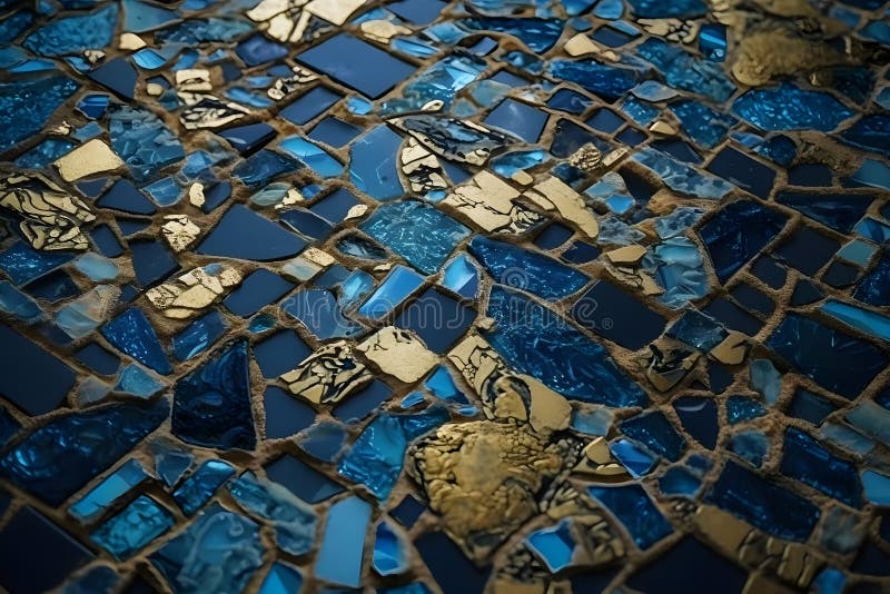Mosaikfliesen aus blauem Gold. Neuronale Netzai generiert vektor abbildung