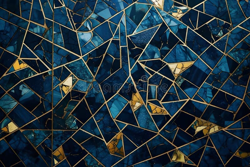 Mosaikfliesen aus blauem Gold. Neuronale Netzai generiert lizenzfreies stockbild