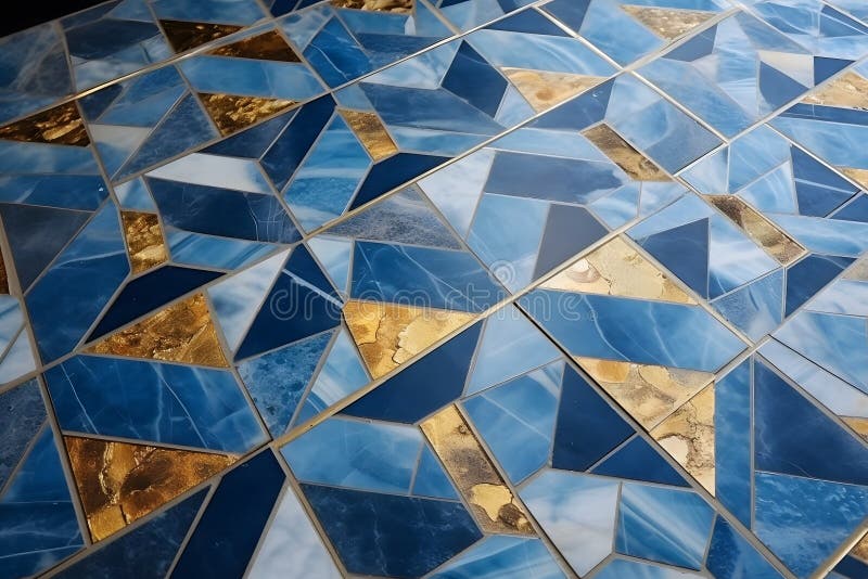 Mosaikfliesen aus blauem Gold. Neuronale Netzai generiert lizenzfreie abbildung