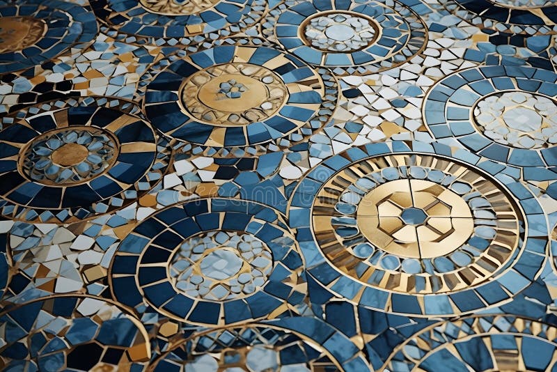 Mosaikfliesen aus blauem Gold. Neuronale Netzai generiert lizenzfreie abbildung