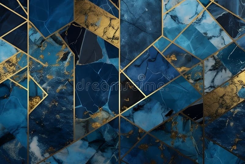 Mosaikfliesen aus blauem Gold. Neuronale Netzai generiert vektor abbildung