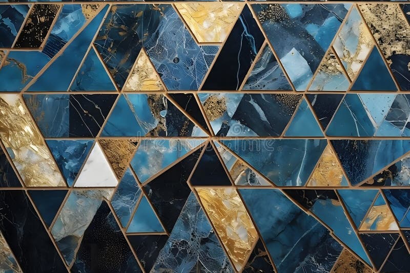 Mosaikfliesen aus blauem Gold. Neuronale Netzai generiert vektor abbildung