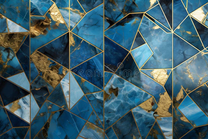 Mosaikfliesen aus blauem Gold. Neuronale Netzai generiert vektor abbildung