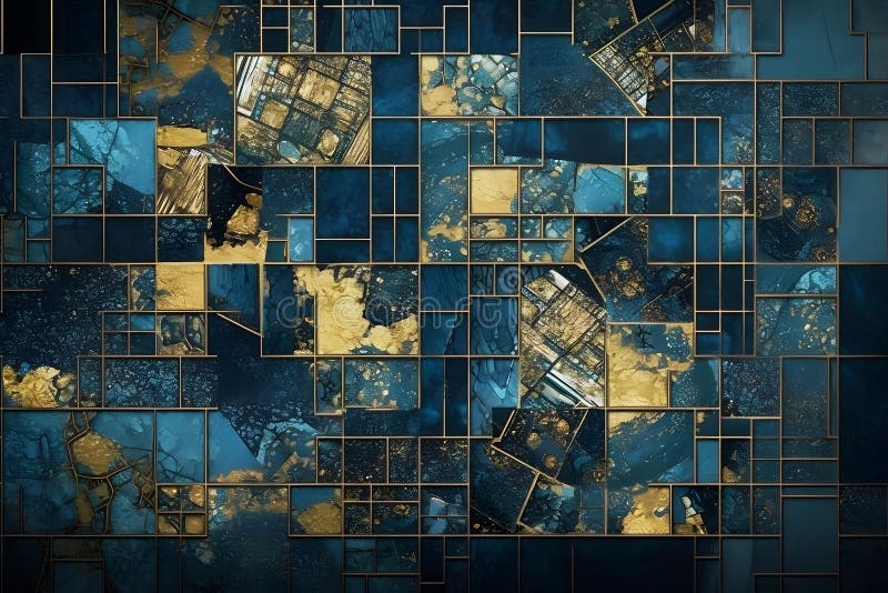 Mosaikfliesen aus blauem Gold. Neuronale Netzai generiert vektor abbildung