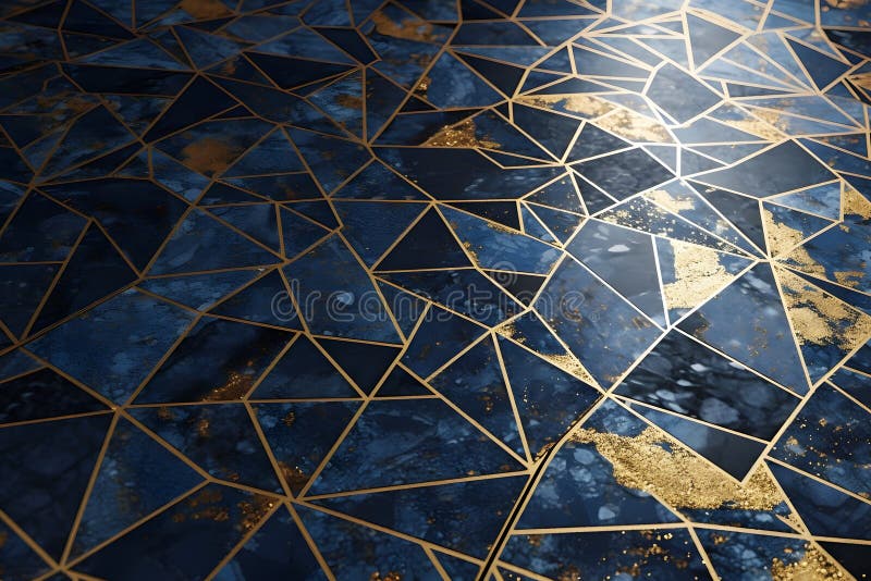 Mosaikfliesen aus blauem Gold. Neuronale Netzai generiert stock abbildung
