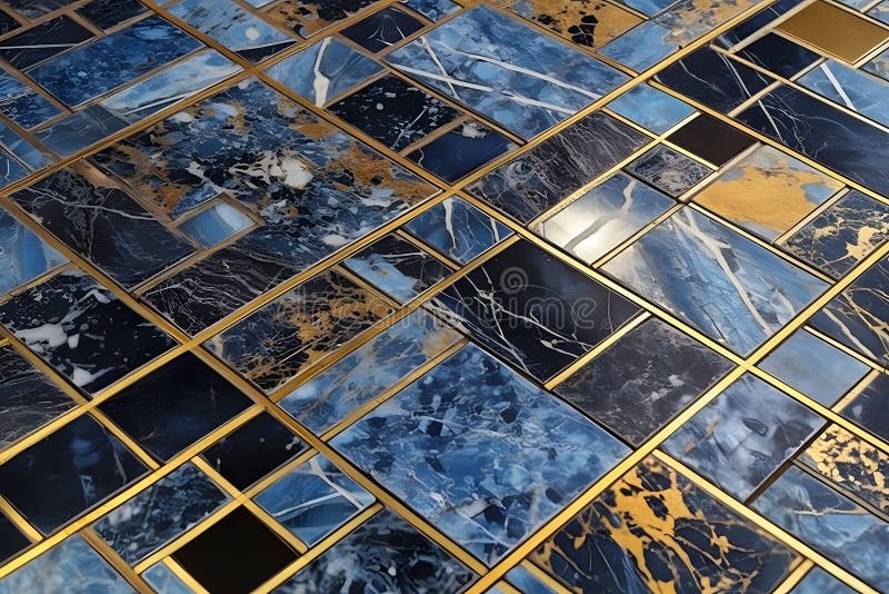 Mosaikfliesen aus blauem Gold. Neuronale Netzai generiert vektor abbildung