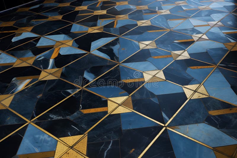 Mosaikfliesen aus blauem Gold. Neuronale Netzai generiert vektor abbildung