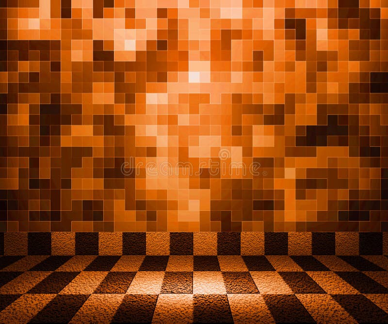 Mosaisk lokalbakgrund för orange schackbräde royaltyfri illustrationer Mosaisk lokalbakgrund för orange schackbräde royaltyfri illustrationer