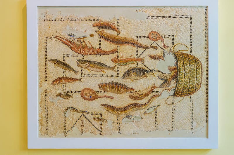 Mosaïques antiques dans le musée d'archéologie de Sousse, Tunisie image libre de droits Mosaïques antiques dans le musée d'archéologie de Sousse, Tunisie image libre de droits